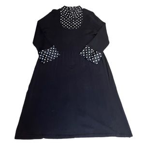 INC Polka Dot Nest and Cuffs Pull Over Sweater Black Dress Sz 2X